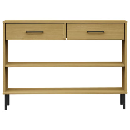 Mobile Consolle Gambe Metallo Marrone Legno Massello Pino OSLO