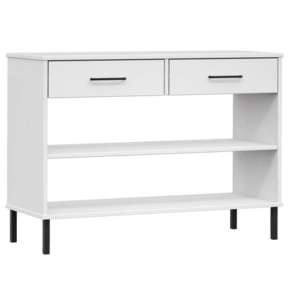 Mobile Consolle Gambe Metallo Bianco Legno Massello Pino OSLO