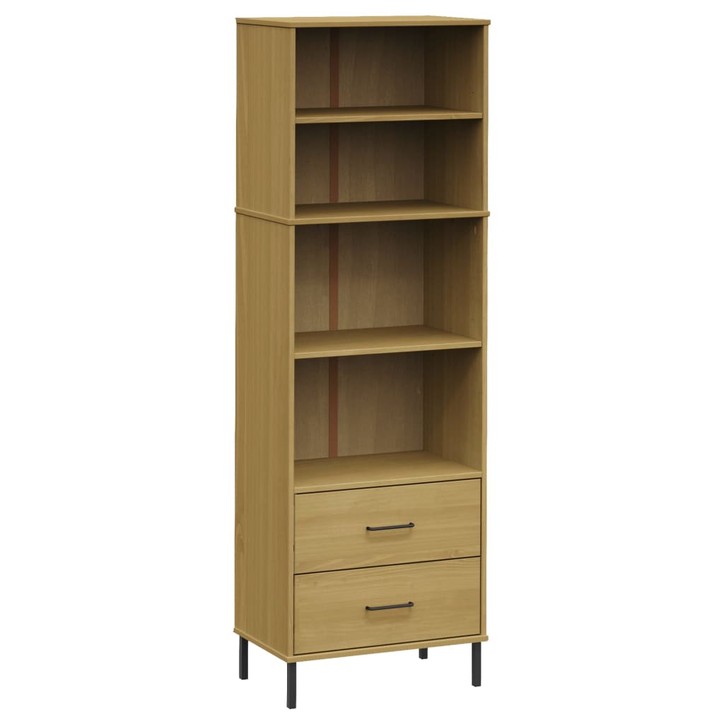 Libreria con 2 Cassetti Marrone 60x35x180cm Legno Massello OSLO