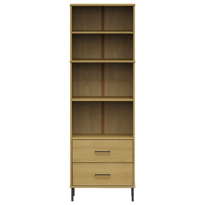 Libreria con 2 Cassetti Marrone 60x35x180cm Legno Massello OSLO