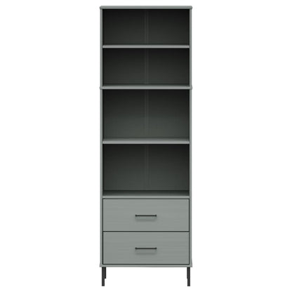 Libreria con 2 Cassetti Grigio 60x35x180 cm Legno Massello OSLO