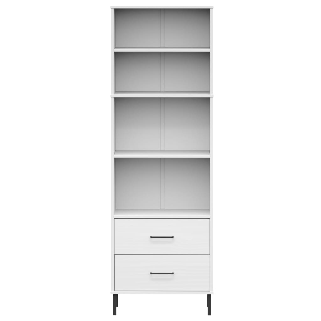 Libreria con 2 Cassetti Bianco 60x35x180 cm Legno Massello OSLO