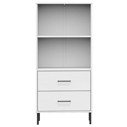 Libreria 2 Cassetti Bianco 60x35x128,5 cm Legno Massello OSLO