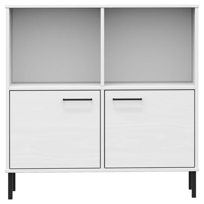 Libreria Gambe Metallo Bianco 90x35x90,5 cm Legno Massello OSLO