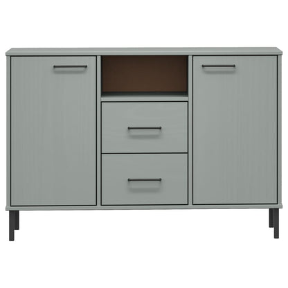 Credenza Gambe Metallo Grigio 113x40x77 cm Legno Massello OSLO