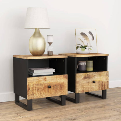 Comodini 2pz in Legno Massello di Mango e Legno Multistrato
