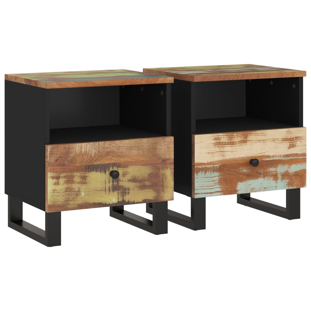 Comodini 2pz in Legno Massello di Recupero e Legno Multistrato
