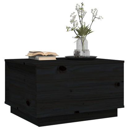 Tavolino da Salotto Nero 60x50x35 cm in Legno Massello di Pino