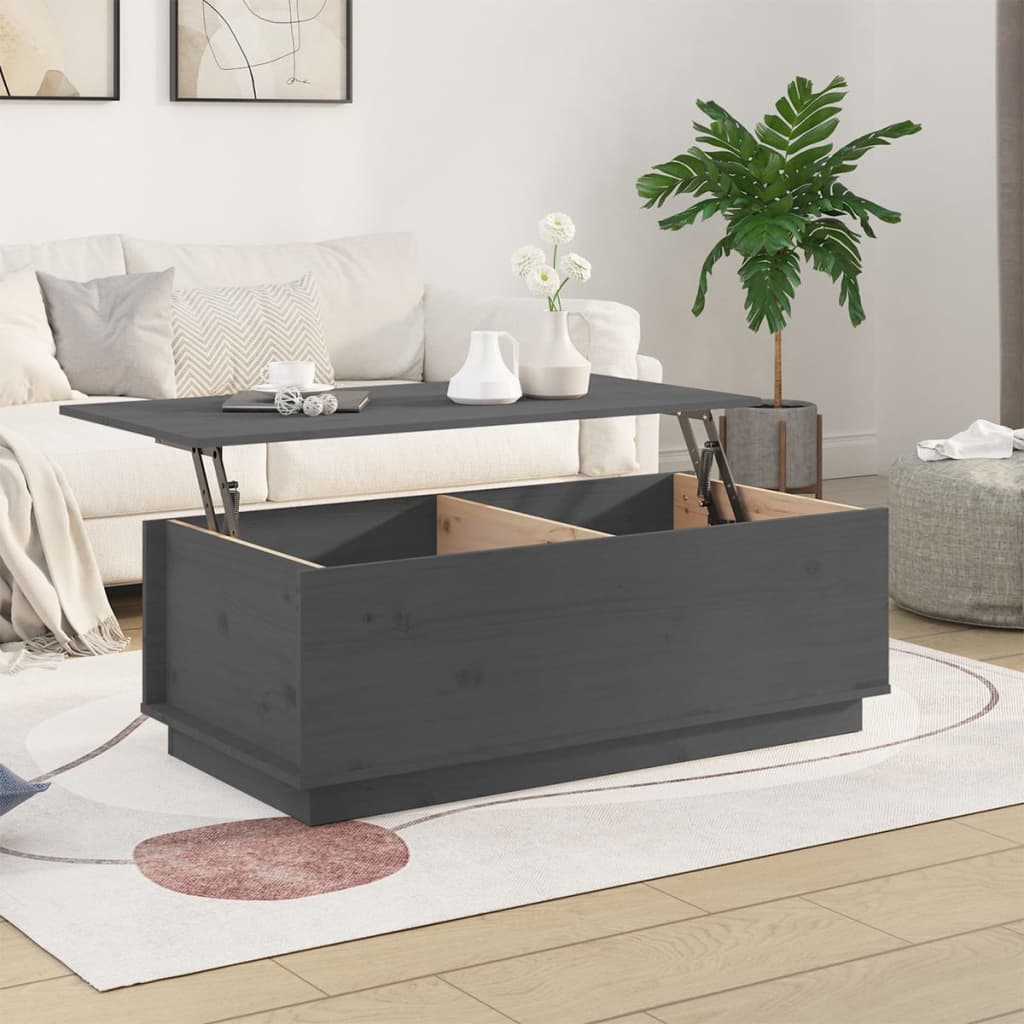 Tavolino da Salotto Grigio 100x50x35 cm Legno Massello di Pino