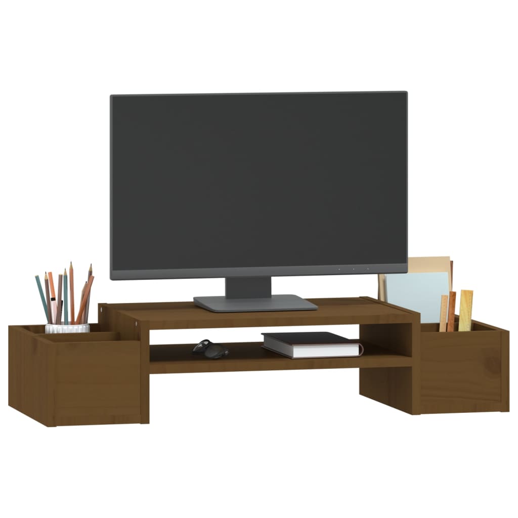 Supporto per Monitor ambra 70x27,5x15 cm Legno Massello di Pino