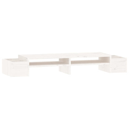 Supporto per Monitor Bianco100x27,5x15cm Legno Massello di Pino