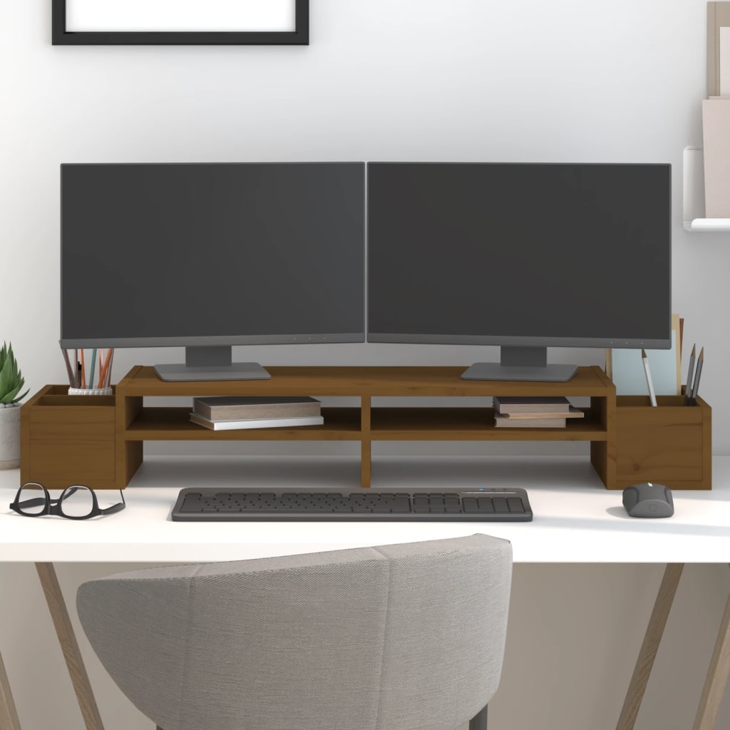 Supporto per Monitor ambra 100x27,5x15cm Legno Massello di Pino