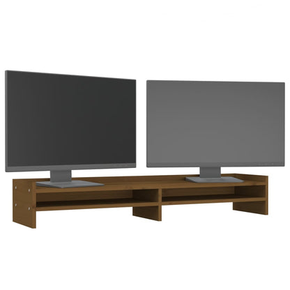 Supporto per Monitor ambra 100x24x16 cm Legno Massello di Pino
