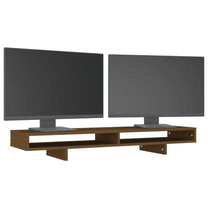 Supporto per Monitor ambra 100x27x14 cm Legno Massello di Pino