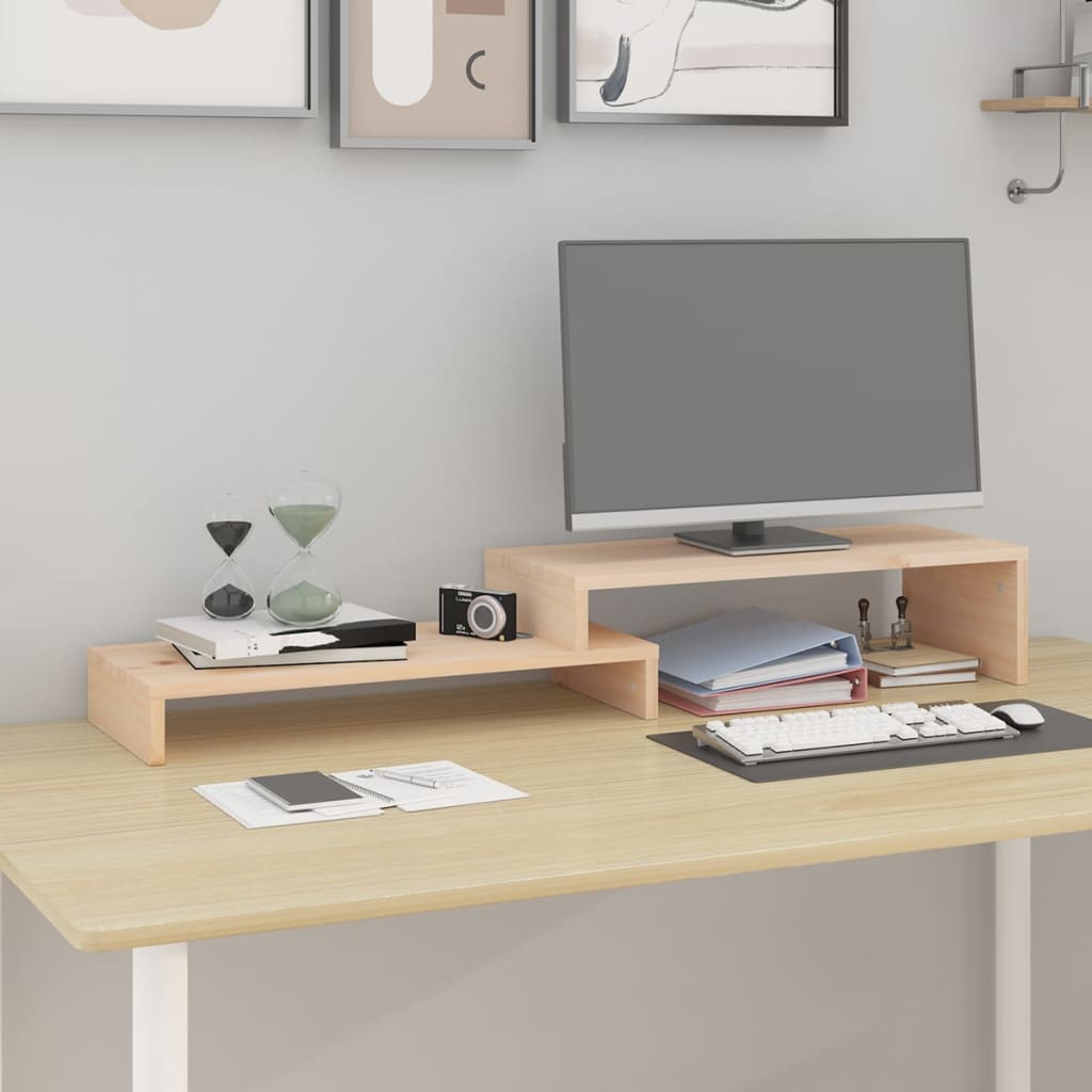 Supporto per Monitor (52-101)x22x14 cm Legno Massello di Pino