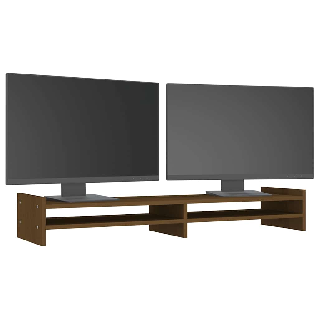 Supporto per Monitor ambra 100x27x15 cm Legno Massello di Pino