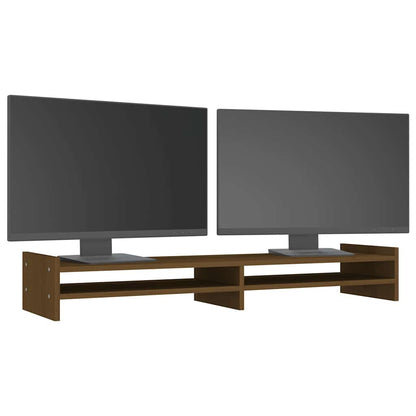 Supporto per Monitor ambra 100x27x15 cm Legno Massello di Pino
