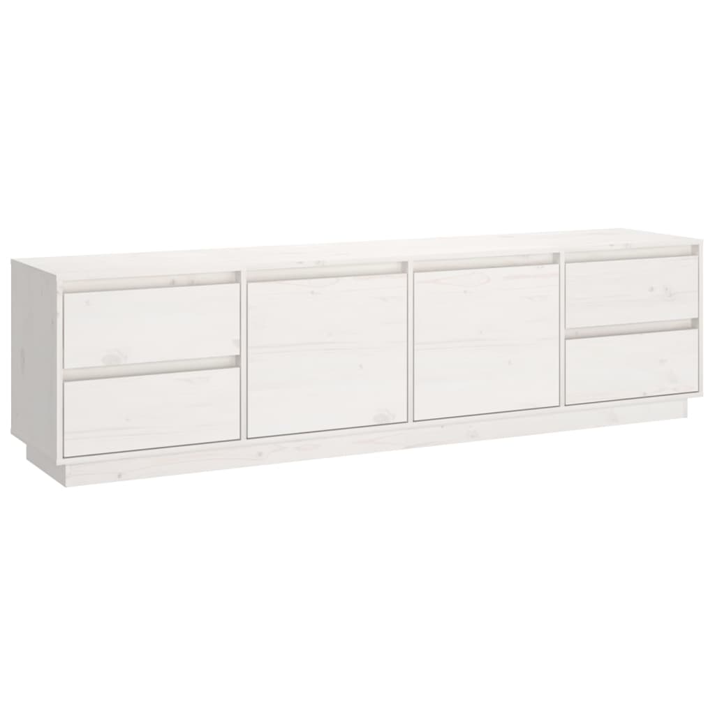 Mobile Porta TV Bianco 176x37x47,5 cm in Legno Massello di Pino