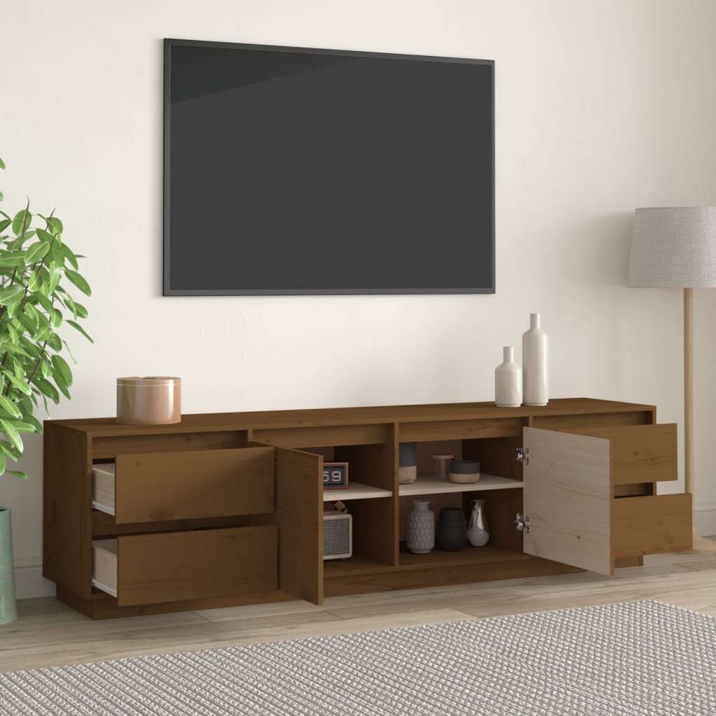 Mobile Porta TV ambra 176x37x47,5 cm in Legno Massello di Pino