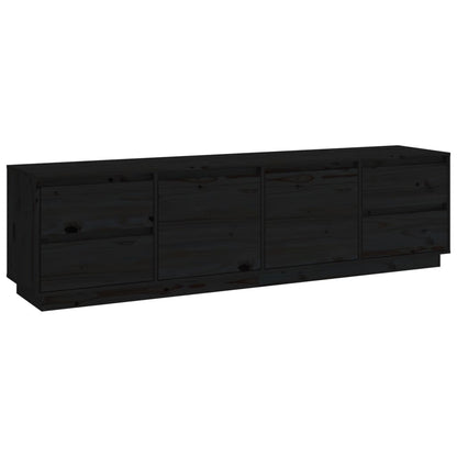 Mobile Porta TV Nera 176x37x47,5 cm in Legno Massello di Pino