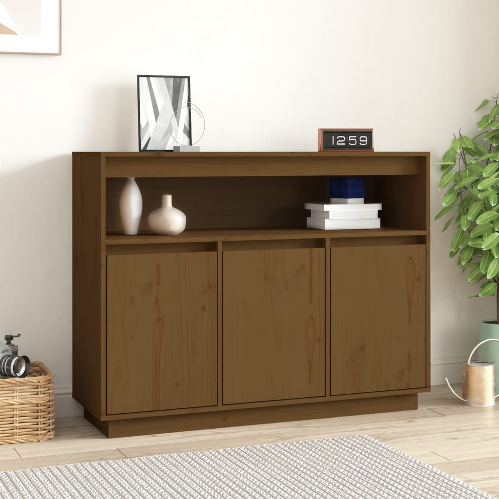 Credenza Marrone ambra 104,5x34x80 cm in Legno Massello di Pino