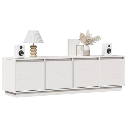 Mobile Porta TV Bianco 156x37x45 cm in Legno Massello di Pino