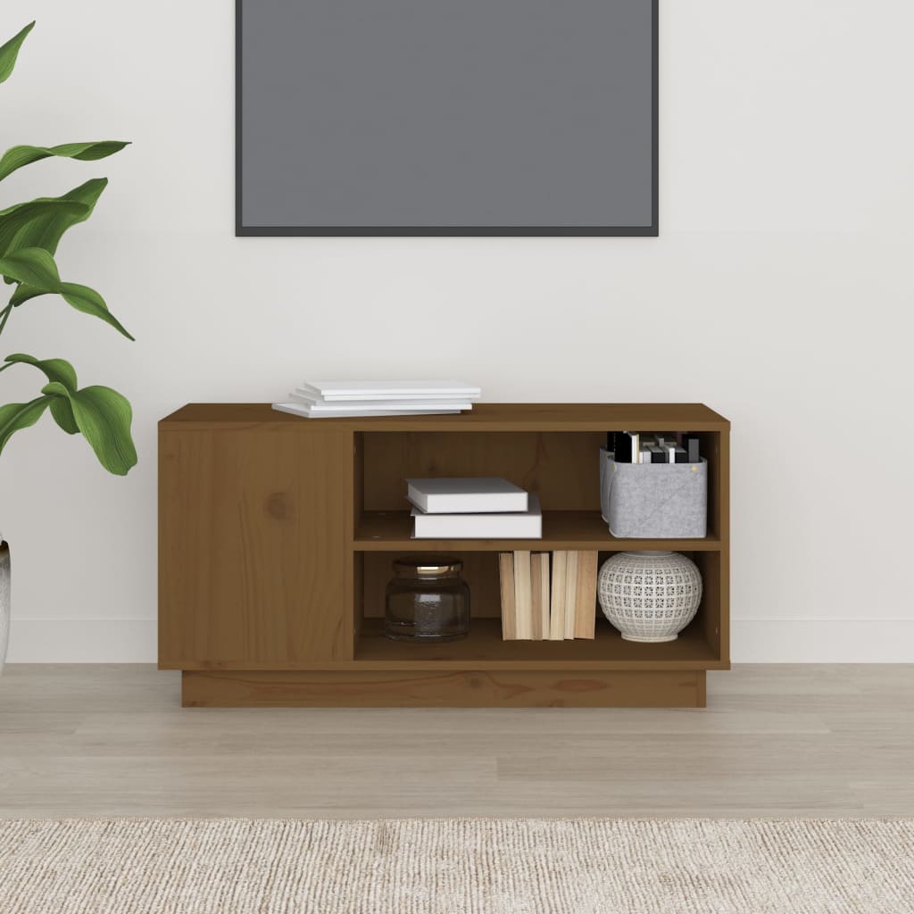 Mobile Porta TV ambra 80x35x40,5 cm in Legno Massello di Pino