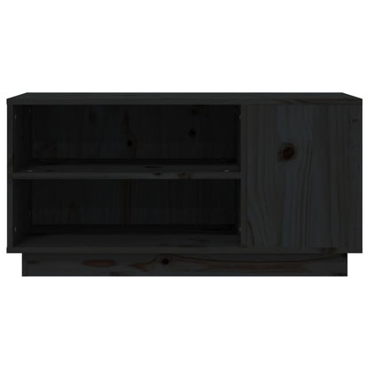 Mobile Porta TV Nera 80x35x40,5 cm in Legno Massello di Pino