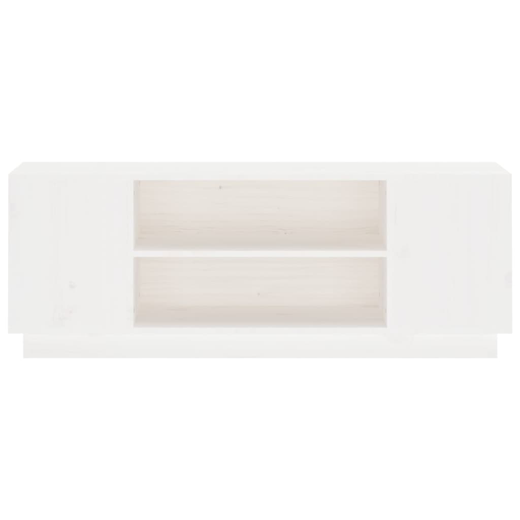 Mobile Porta TV Bianco 110x35x40,5 cm in Legno Massello di Pino
