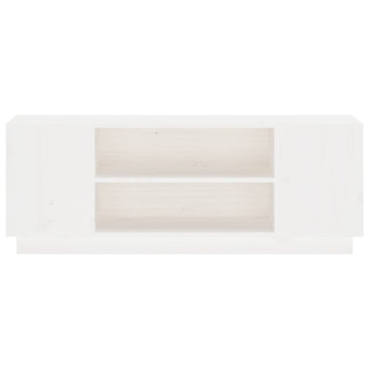 Mobile Porta TV Bianco 110x35x40,5 cm in Legno Massello di Pino
