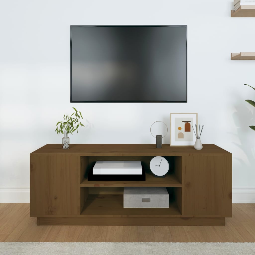 Mobile Porta TV ambra 110x35x40,5 cm in Legno Massello di Pino