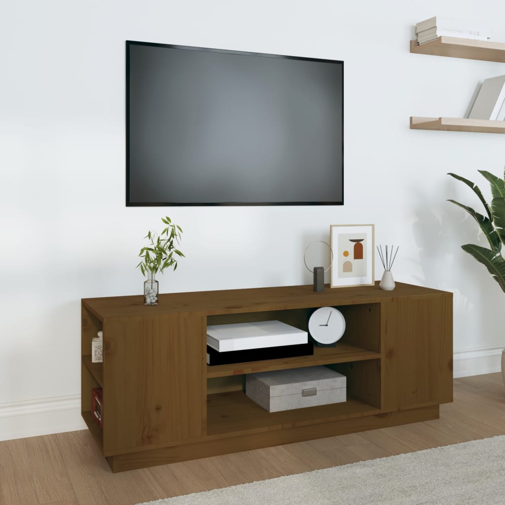 Mobile Porta TV ambra 110x35x40,5 cm in Legno Massello di Pino