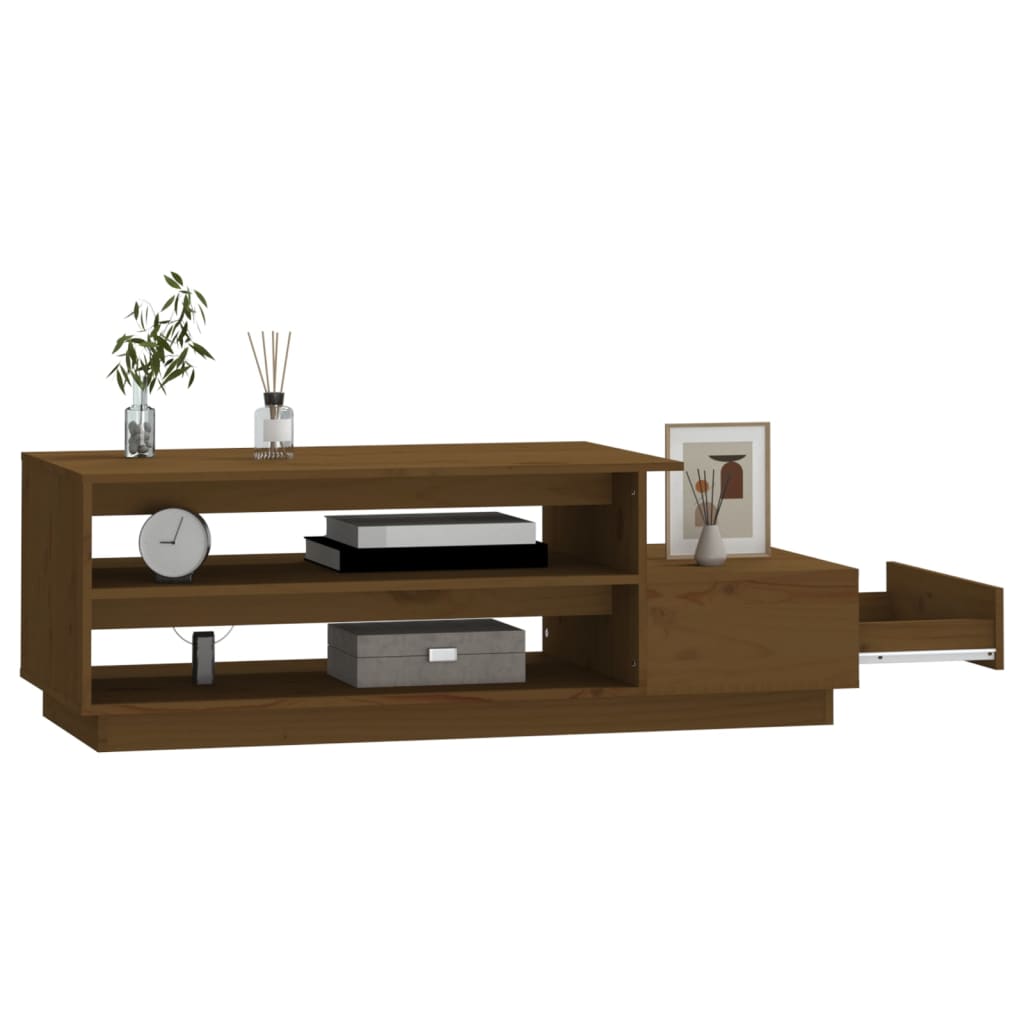 Tavolino da Salotto ambra 120x50x40,5 cm Legno Massello di Pino
