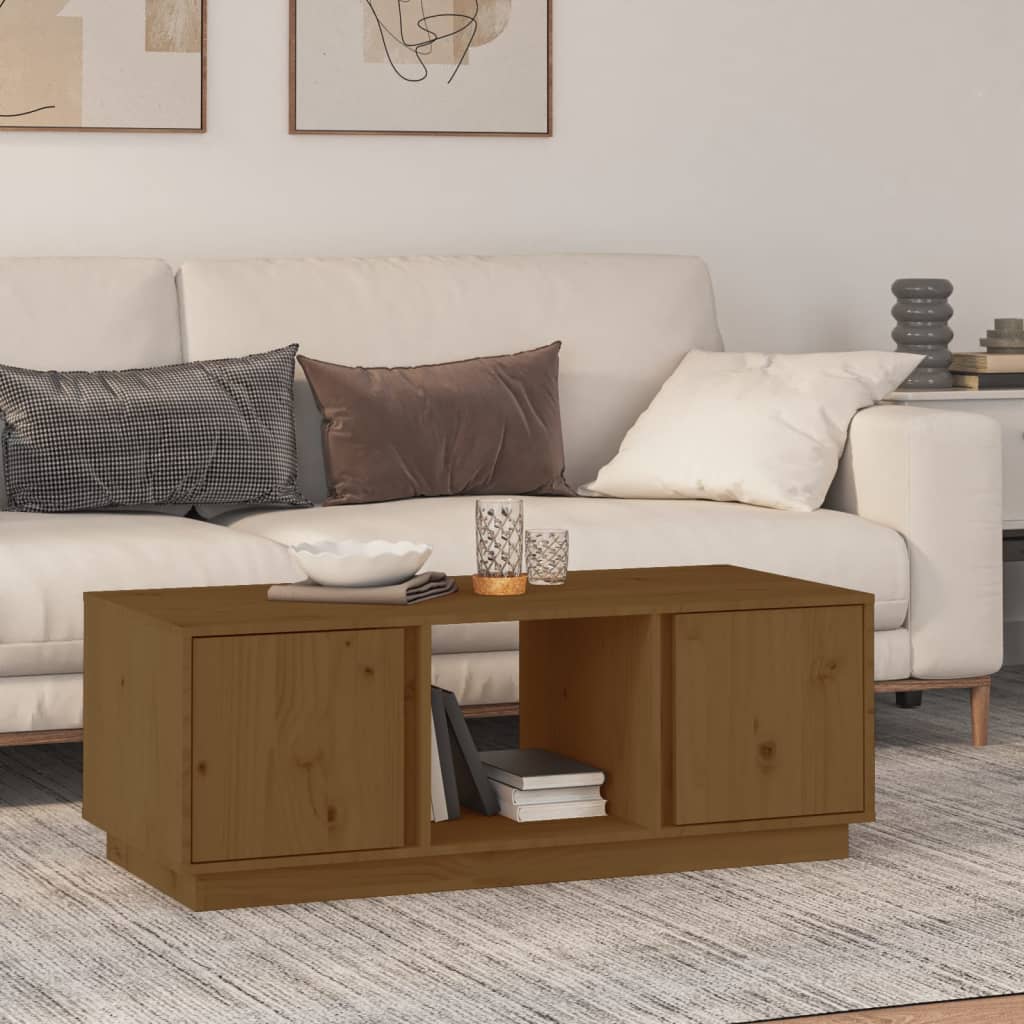 Tavolino da Salotto ambra 110x50x40 cm Legno Massello di Pino