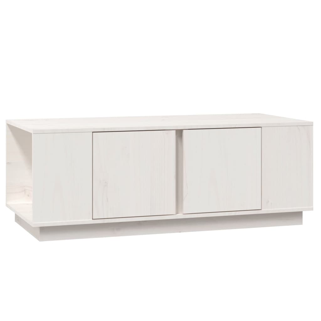 Tavolino da Salotto Bianco 110x50x40 cm Legno Massello di Pino