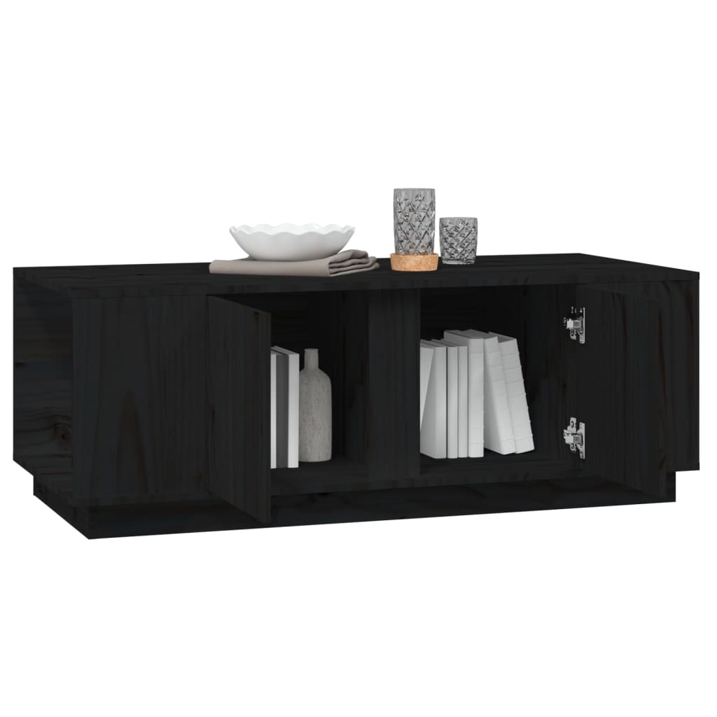 Tavolino da Salotto Nero 110x50x40 cm Legno Massello di Pino