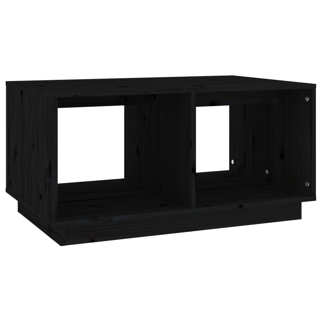 Tavolino da Salotto Nero 80x50x40 cm Legno Massello di Pino