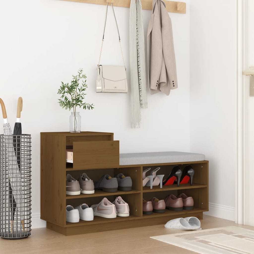 Scarpiera ambra 110x34x61 cm in Legno Massello di Pino