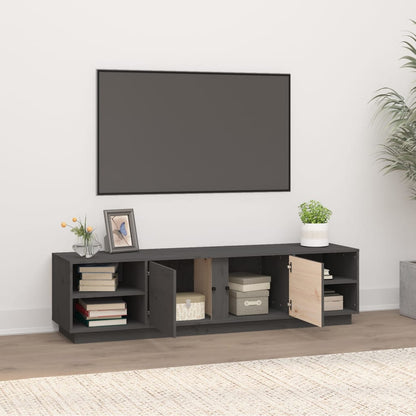 Mobile Porta TV Grigio 156x40x40 cm in Legno Massello di Pino