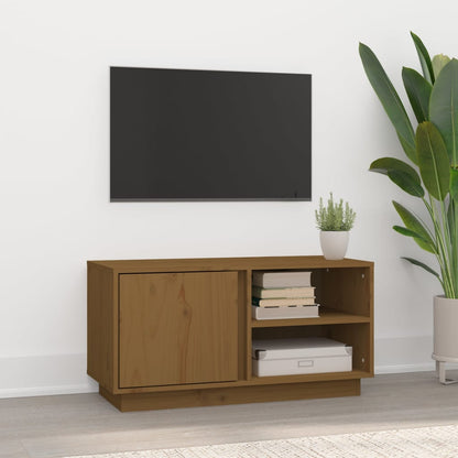 Mobile Porta TV ambra 80x35x40,5 cm in Legno Massello di Pino