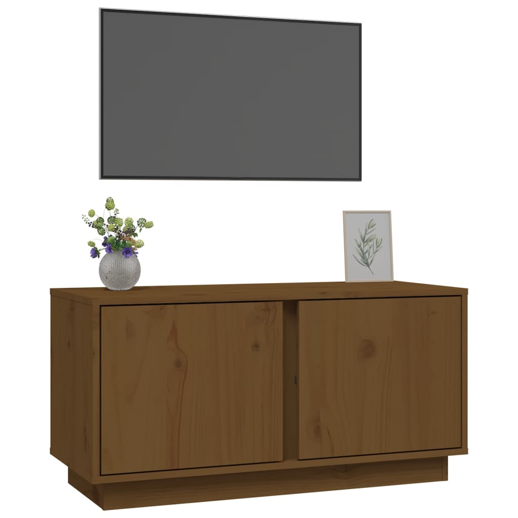 Mobile Porta TV ambra 80x35x40,5 cm in Legno Massello di Pino