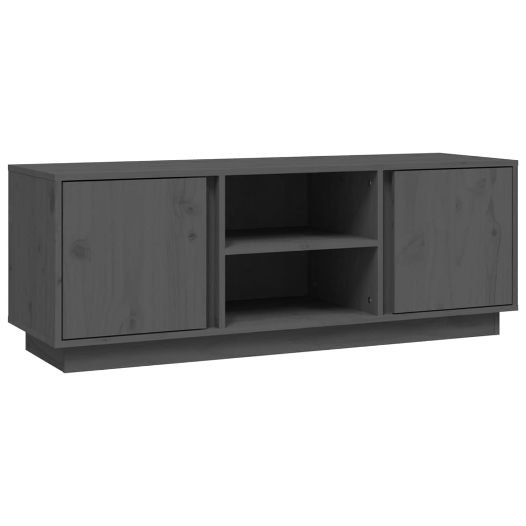 Mobile Porta TV Grigio 110x35x40,5 cm in Legno Massello di Pino