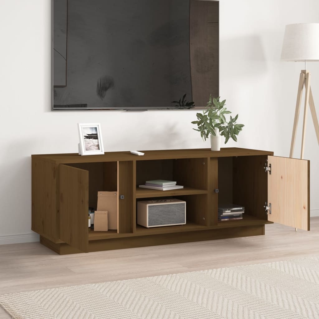 Mobile Porta TV ambra 110x35x40,5 cm in Legno Massello di Pino