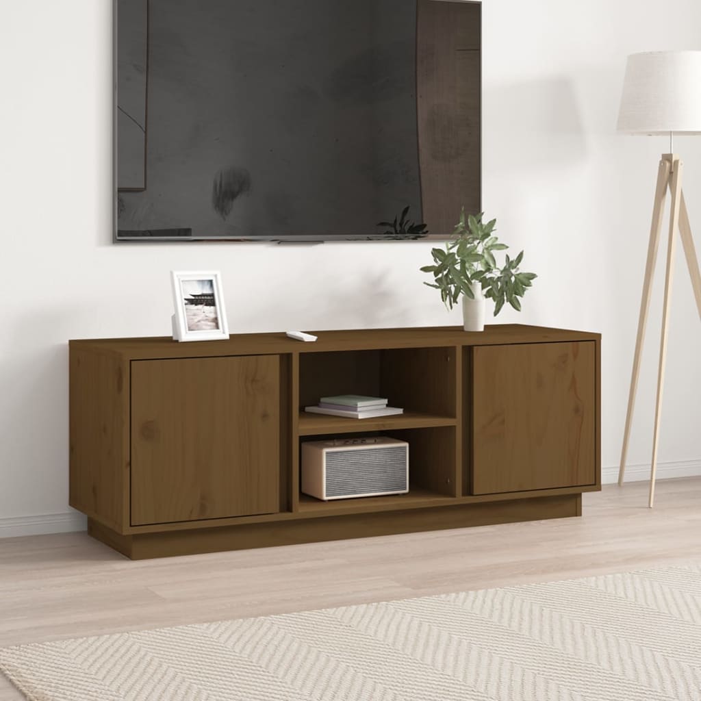 Mobile Porta TV ambra 110x35x40,5 cm in Legno Massello di Pino