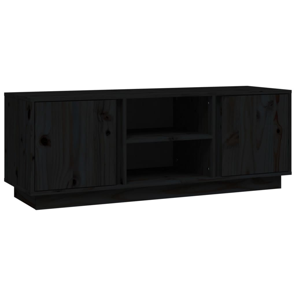 Mobile Porta TV Nera 110x35x40,5 cm in Legno Massello di Pino