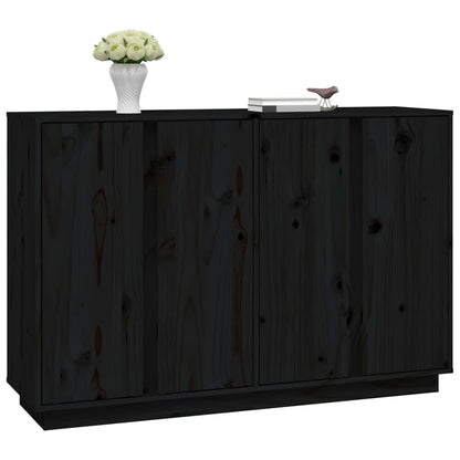 Credenza Nera 120x35x80 cm in Legno Massello di Pino