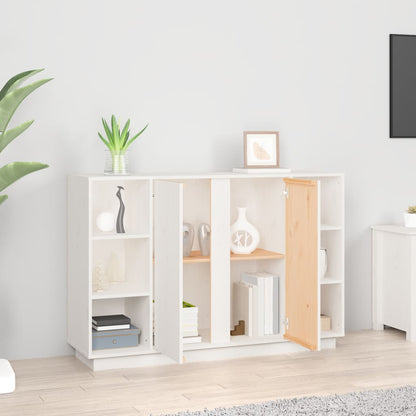Credenza Bianca 120x35x80 cm in Legno Massello di Pino