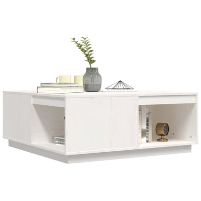 Tavolino da Salotto Bianco100x101x40,5cm Legno Massello di Pino