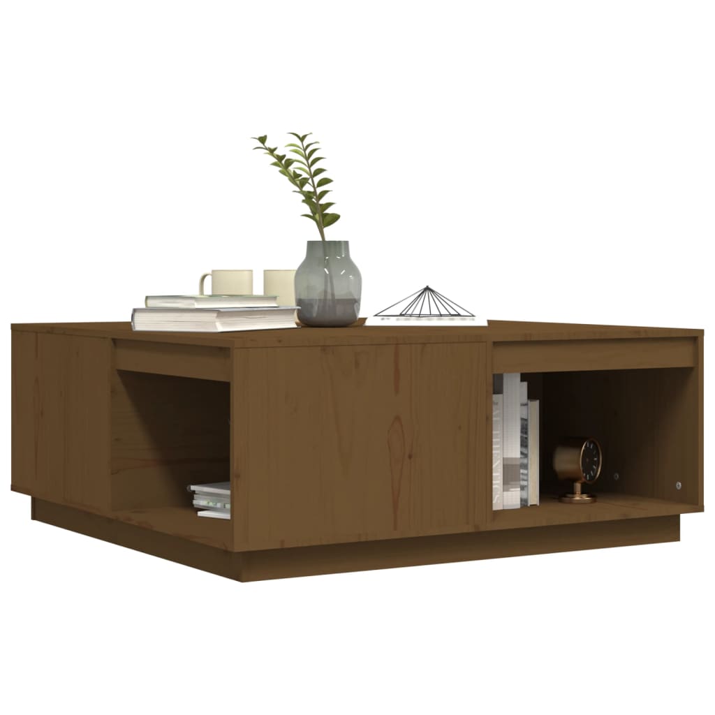 Tavolino da Salotto ambra 100x101x40,5cm Legno Massello di Pino