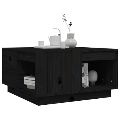 Tavolino da Salotto Nero 60x61x32,5 cm Legno Massello di Pino